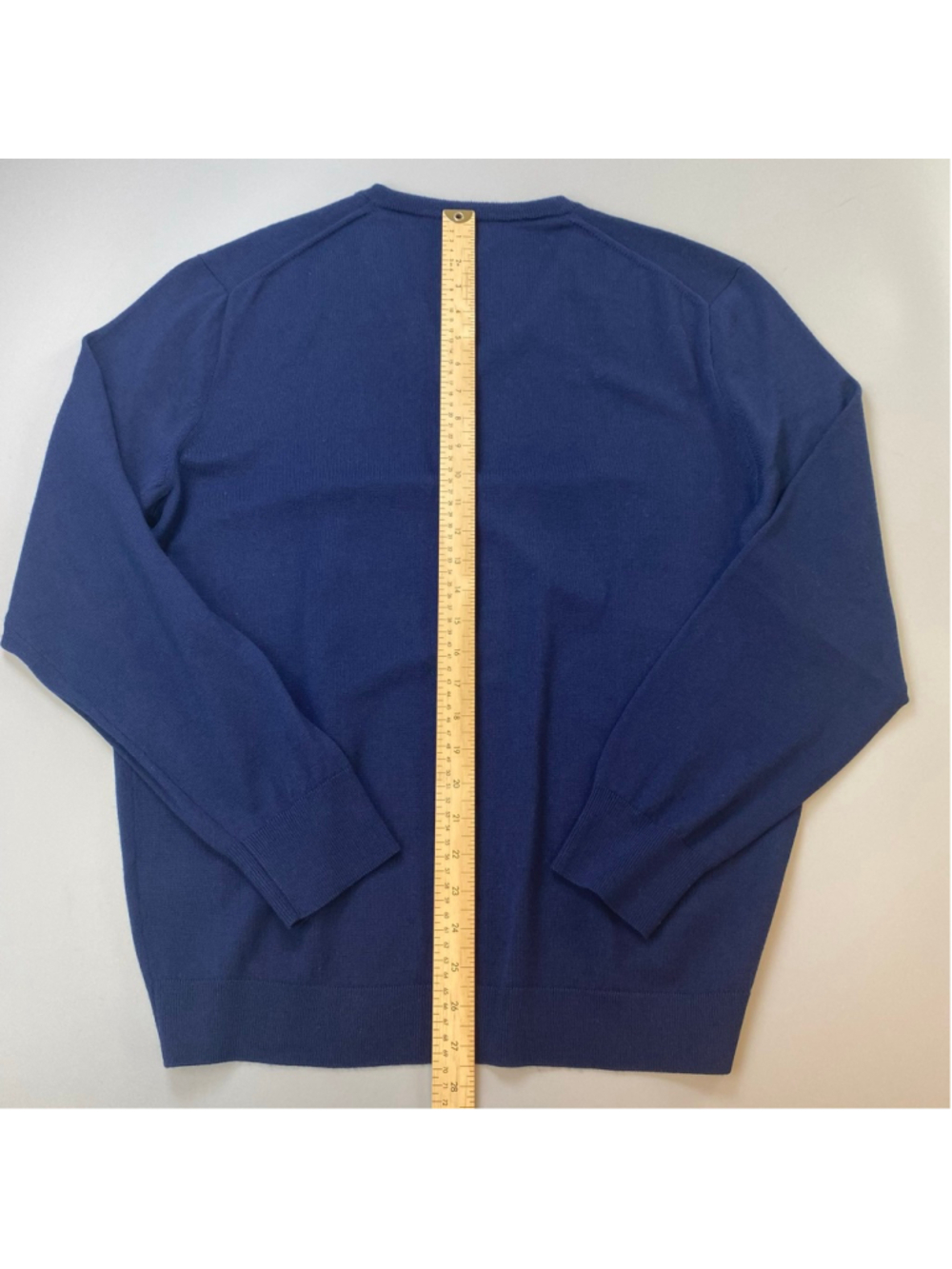 J.Crew Sweater Mens Large Blue Merino Wool V Neck Quiet Luxury Academic Heritage - Picture 7 of 10